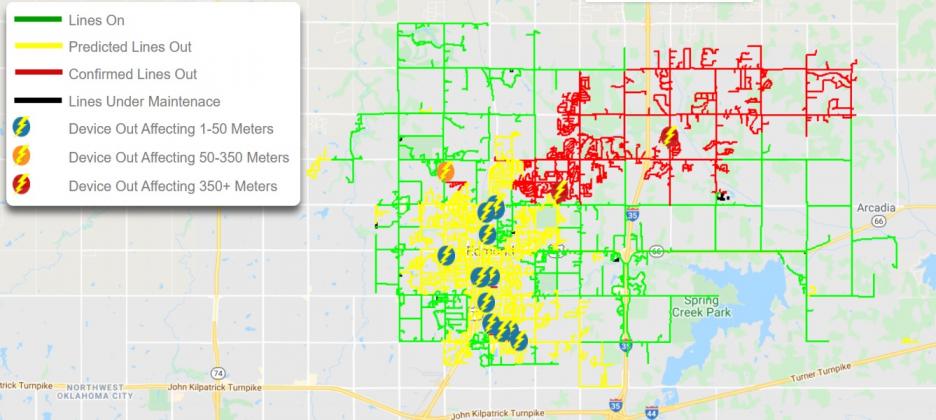 Map of Power Outages in Edmond (Courtesy: City of Edmond)