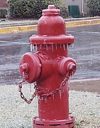 Icicles form on a fire hydrant