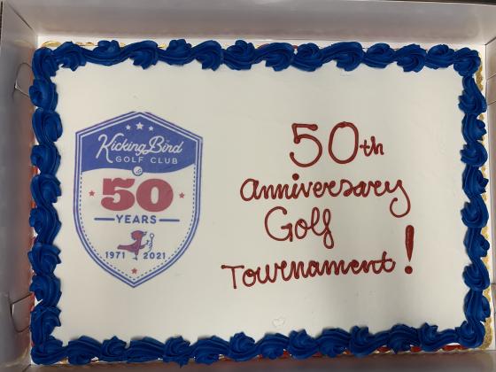 A cake celebrating Kickingbird's 50th anniversary