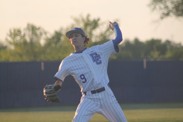 Deer Creek pitcher Connor Atkinson on the mound against Yukon, Monday, April 22. Taken by George McCormick