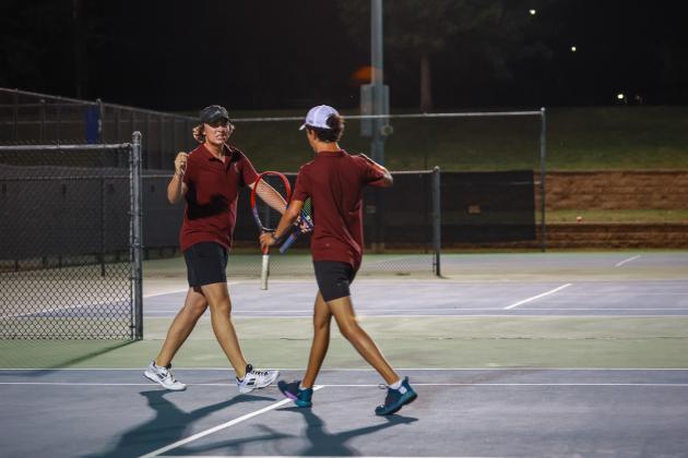 Edmond Memorial doubles duo Carson Ogilbee and Dominik Morrison. Photo courtesy of Edmond Memorial tennis.