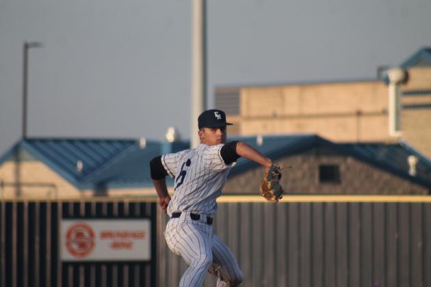 Edmond North pitcher Isaac Worden throws against Norman on Monday, March 11. Photo taken by George McCormick.