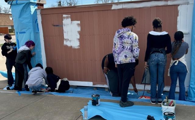 Mural Makers Class Students Priming One of the Mural Walls. Photo Credit Savannah Whitehead